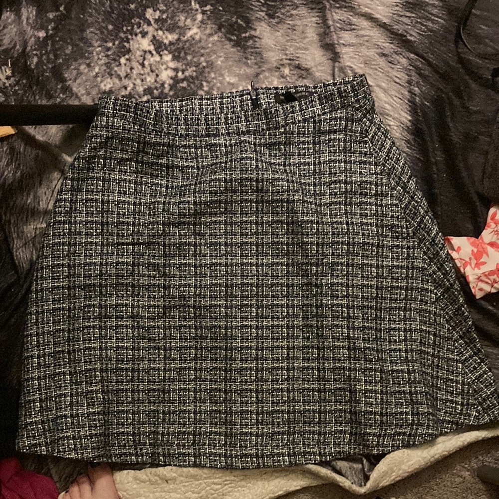 Classic Black and White Tweed Skirt